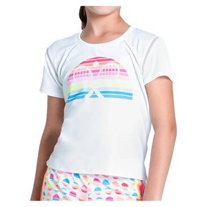 Girls` Retro Sunset Short Sleeve Tennis Top White Apparel Lucky In Love