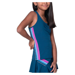 Girls` Chroma Stripe Tennis Tank Navy Apparel Lucky In Love