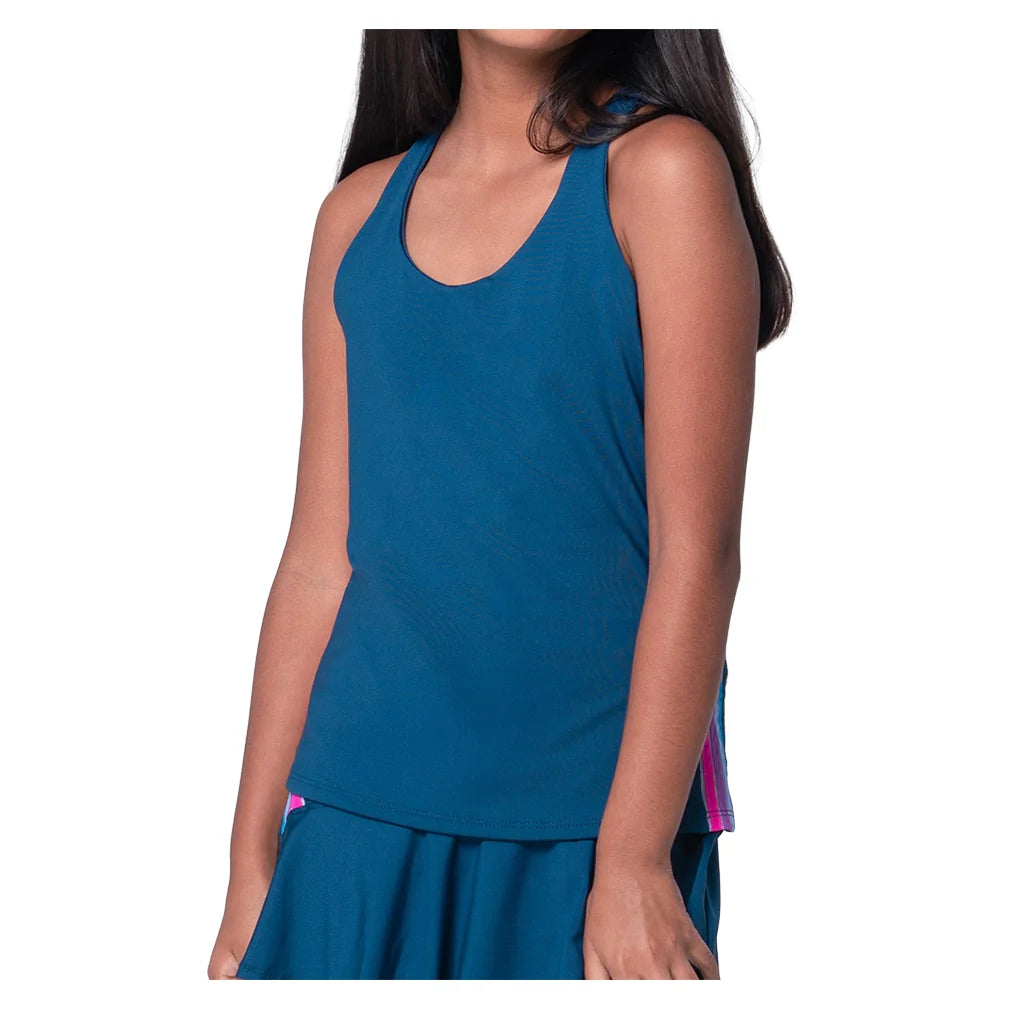 Girls` Chroma Stripe Tennis Tank Navy Apparel Lucky In Love