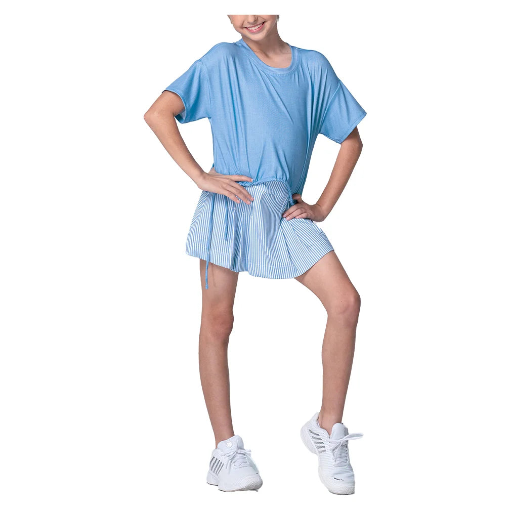 Girls` Linen Play Short Sleeve Tennis Top Periwinkle Apparel Lucky In Love