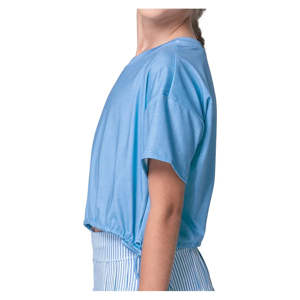 Girls` Linen Play Short Sleeve Tennis Top Periwinkle Apparel Lucky In Love