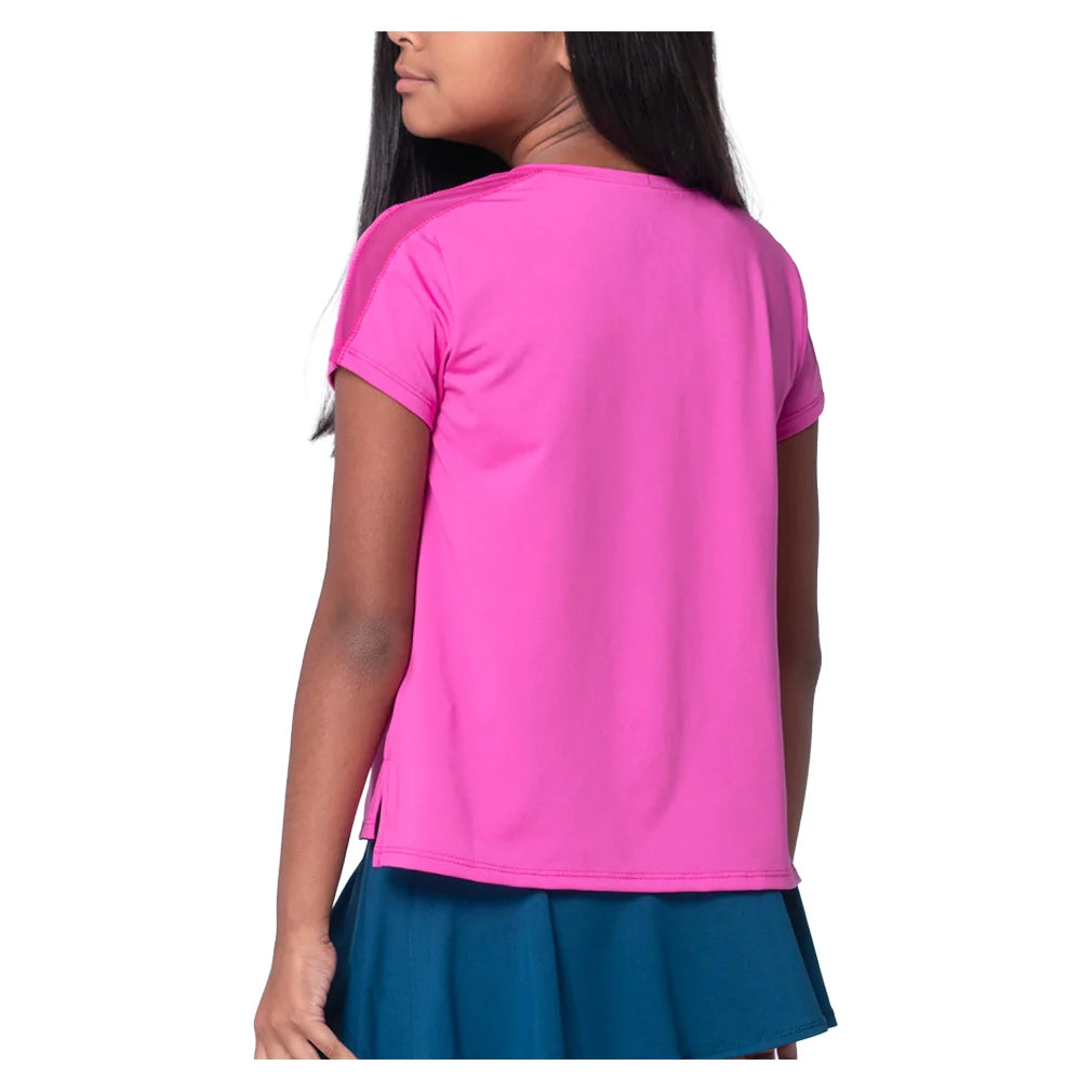 Girls` Boxy Short Sleeve Tennis Top Mulberry Apparel Lucky In Love