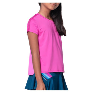 Girls` Boxy Short Sleeve Tennis Top Mulberry Apparel Lucky In Love