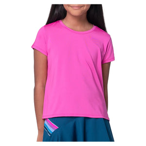 Girls` Boxy Short Sleeve Tennis Top Mulberry Apparel Lucky In Love