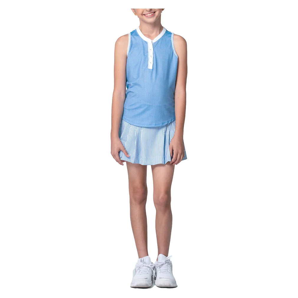 Girls` Linen Play Henley Tennis Tank Periwinkle Apparel Lucky In Love