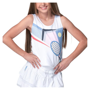 Girls` Linen Nouveau Tennis Tank White Apparel Lucky In Love