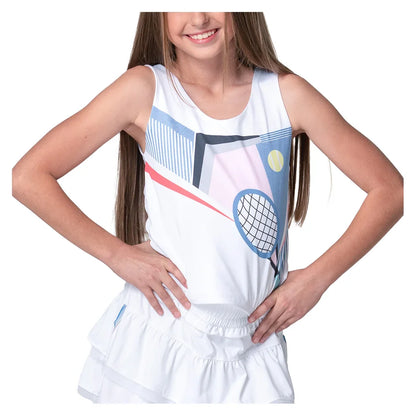 Girls` Linen Nouveau Tennis Tank White Apparel Lucky In Love