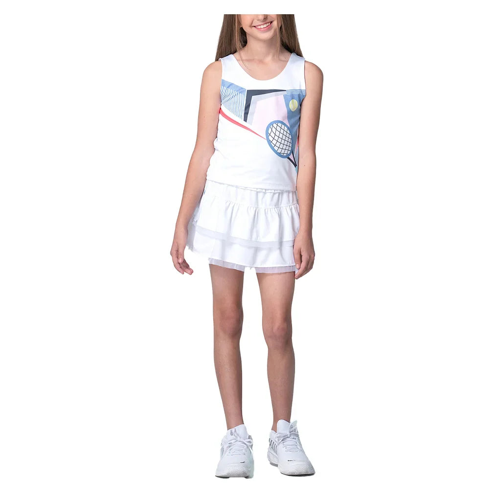Girls` Linen Nouveau Tennis Tank White Apparel Lucky In Love