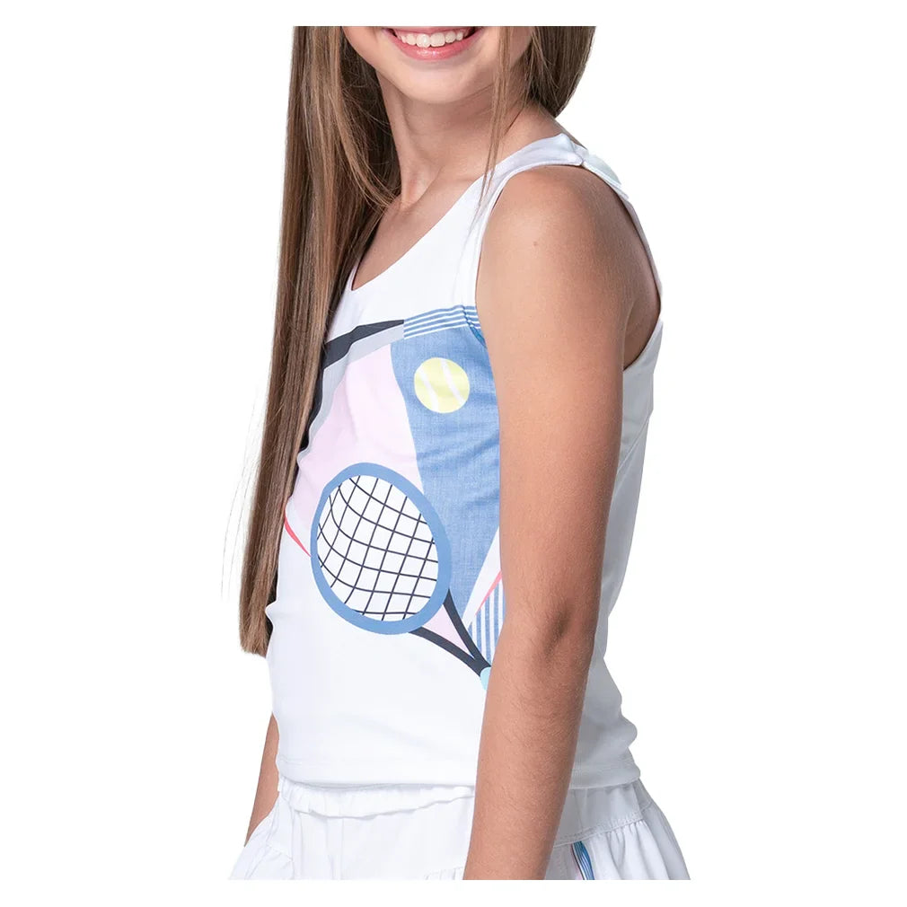 Girls` Linen Nouveau Tennis Tank White Apparel Lucky In Love