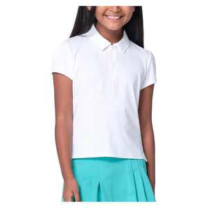 Girls` Pleated Short Sleeve Tennis Polo White Apparel Lucky In Love