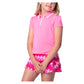 Girls` Pleated Short Sleeve Tennis Polo Pink Apparel Lucky In Love