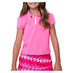 Girls` Pleated Short Sleeve Tennis Polo Pink Apparel Lucky In Love