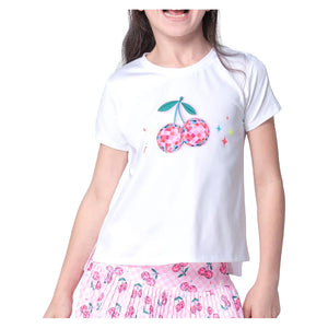 Girls` Disco Cherry Short Sleeve Tennis Top Mulberry Apparel Lucky In Love