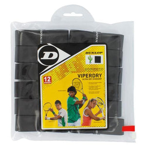 Viperdry Black 12 Pack Ultra Dry Tennis Overgrip Accessories Dunlop