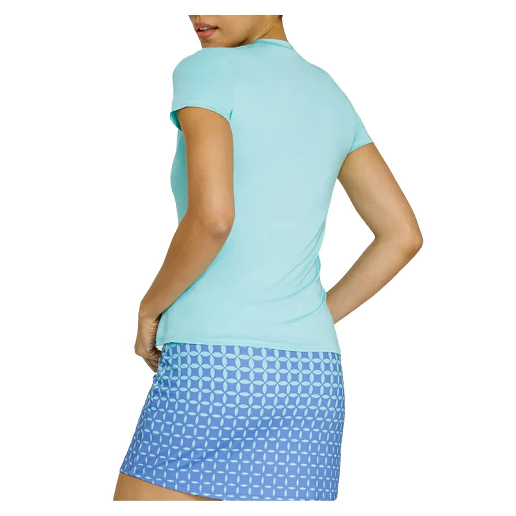 Women`s Hawthorne Short Sleeve Tennis Top Aqua Sky Apparel Tail