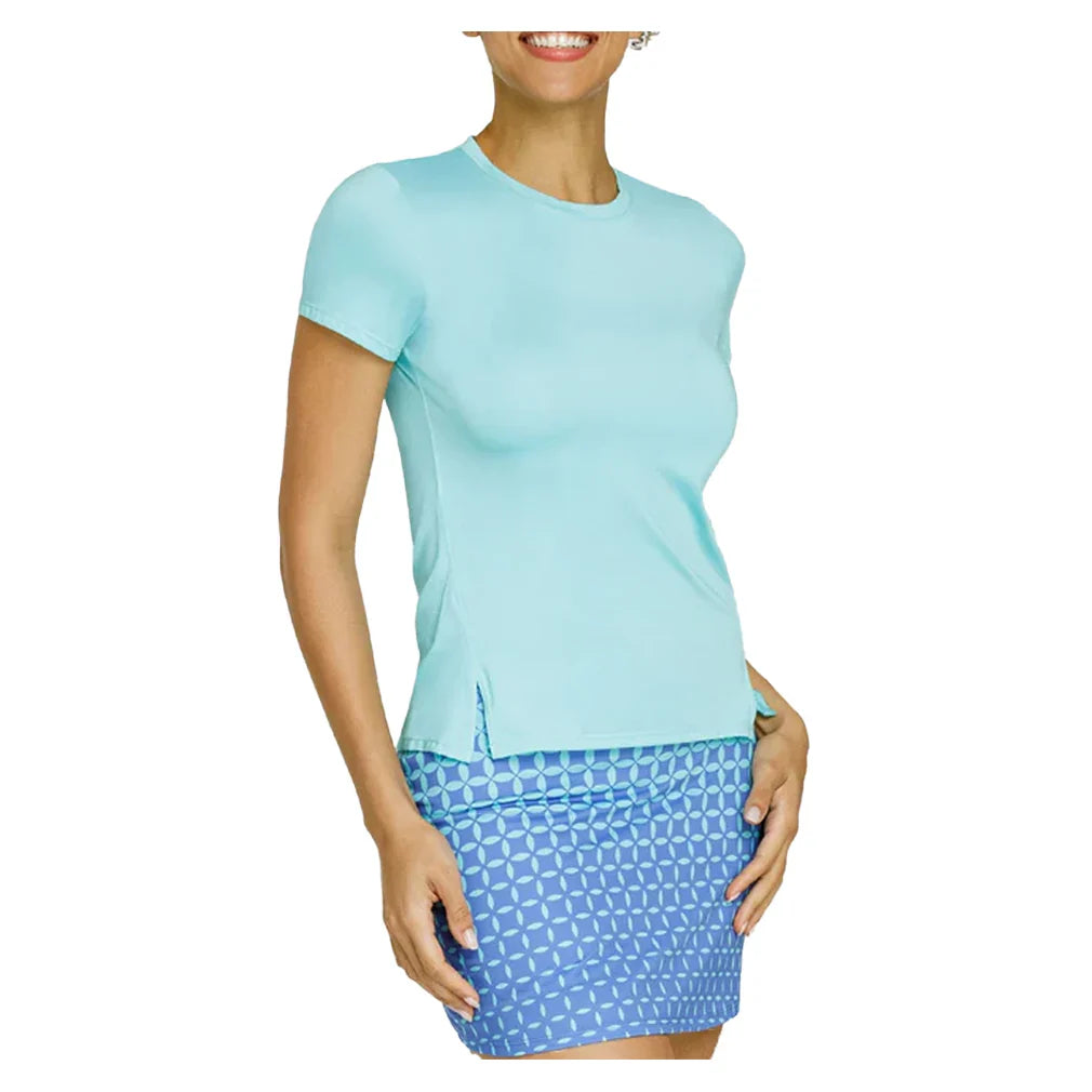 Women`s Hawthorne Short Sleeve Tennis Top Aqua Sky Apparel Tail
