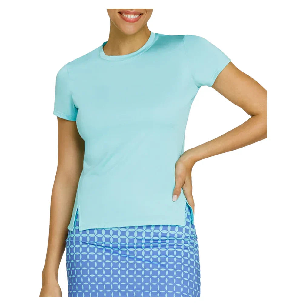 Women`s Hawthorne Short Sleeve Tennis Top Aqua Sky Apparel Tail