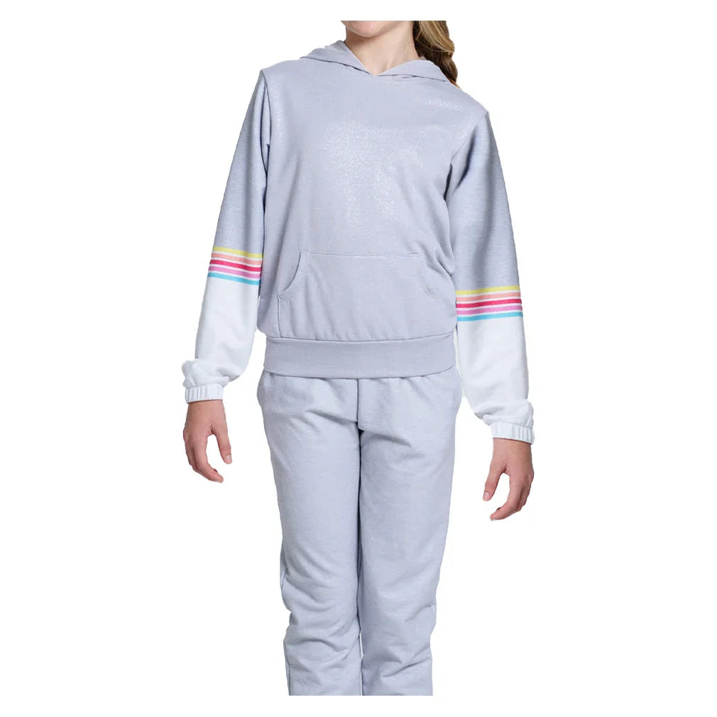 Girls` Over The Rainbow Tennis Hoodie Heather Grey Apparel Lucky In Love