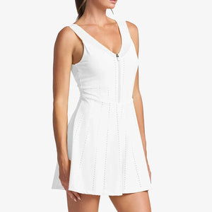 Women`s Endure Perforated Zip Tennis Dress White Apparel Thrive Societe
