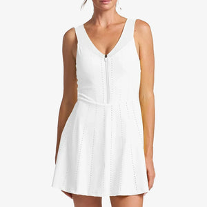 Women`s Endure Perforated Zip Tennis Dress White Apparel Thrive Societe