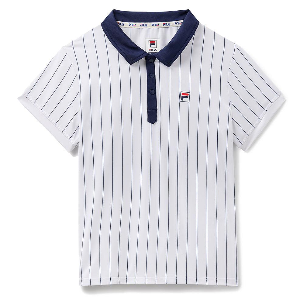 Girls` Performance Iconic BB1 Tennis Polo White and Navy Apparel Fila