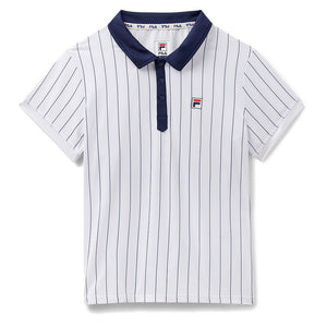 Girls` Performance Iconic BB1 Tennis Polo White and Navy Apparel Fila