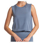 Women`s Bubble Hem Muscle Tennis Tank Indigo Apparel Thrive Societe