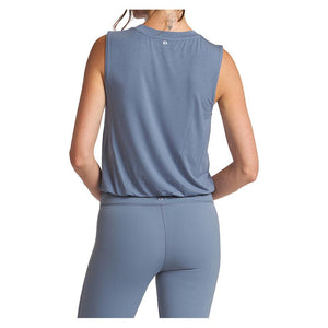 Women`s Bubble Hem Muscle Tennis Tank Indigo Apparel Thrive Societe