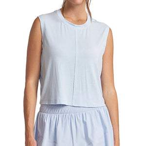 Women`s Overlap Back Tennis Top Bay Blue Apparel Thrive Societe