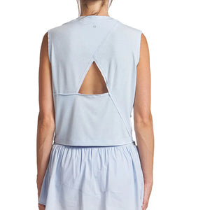 Women`s Overlap Back Tennis Top Bay Blue Apparel Thrive Societe