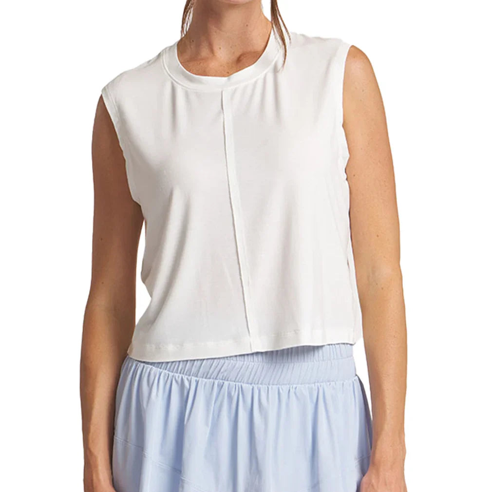 Women`s Overlap Back Tennis Top White Apparel Thrive Societe