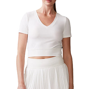 Women`s Double-V Crop Tennis Top White Apparel Thrive Societe