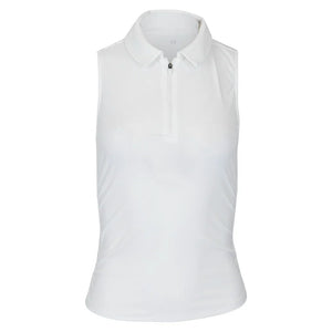 Women`s Shirred Zip Polo Tennis Tank White Apparel Thrive Societe