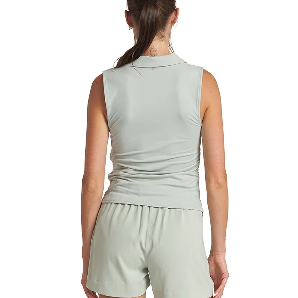 Women`s Shirred Zip Polo Tennis Tank Apparel Thrive Societe