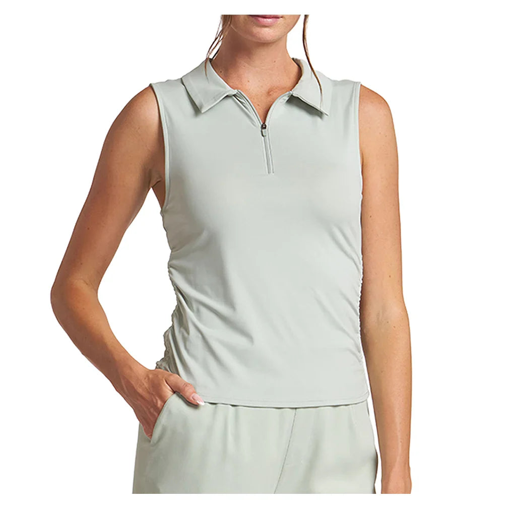 Women`s Shirred Zip Polo Tennis Tank Apparel Thrive Societe