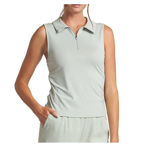 Women`s Shirred Zip Polo Tennis Tank Apparel Thrive Societe