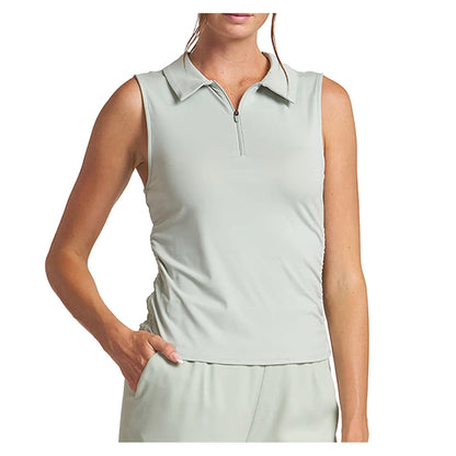 Women`s Shirred Zip Polo Tennis Tank Apparel Thrive Societe