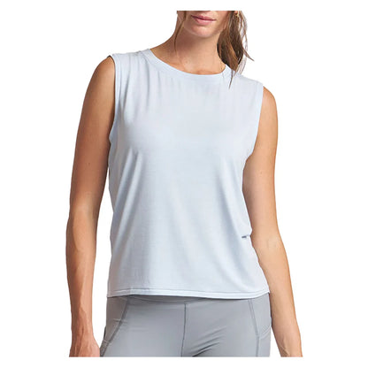 Women`s Contrast Stitch Muscle Tennis Tank Bay Blue Apparel Thrive Societe