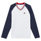 Men`s Heritage Essentials Long Sleeve Tennis Top White and Navy Apparel Fila