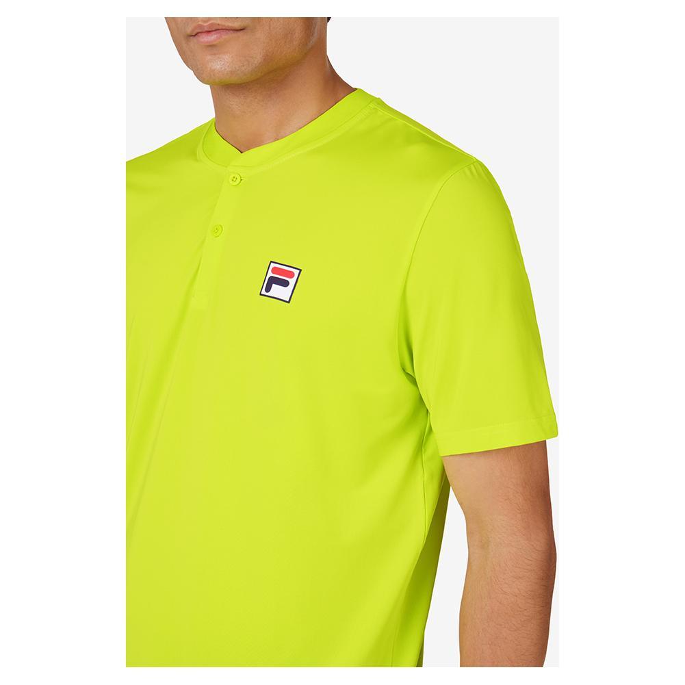 Men's Short Sleeve Tennis Henley Cyber Lime Apparel Fila