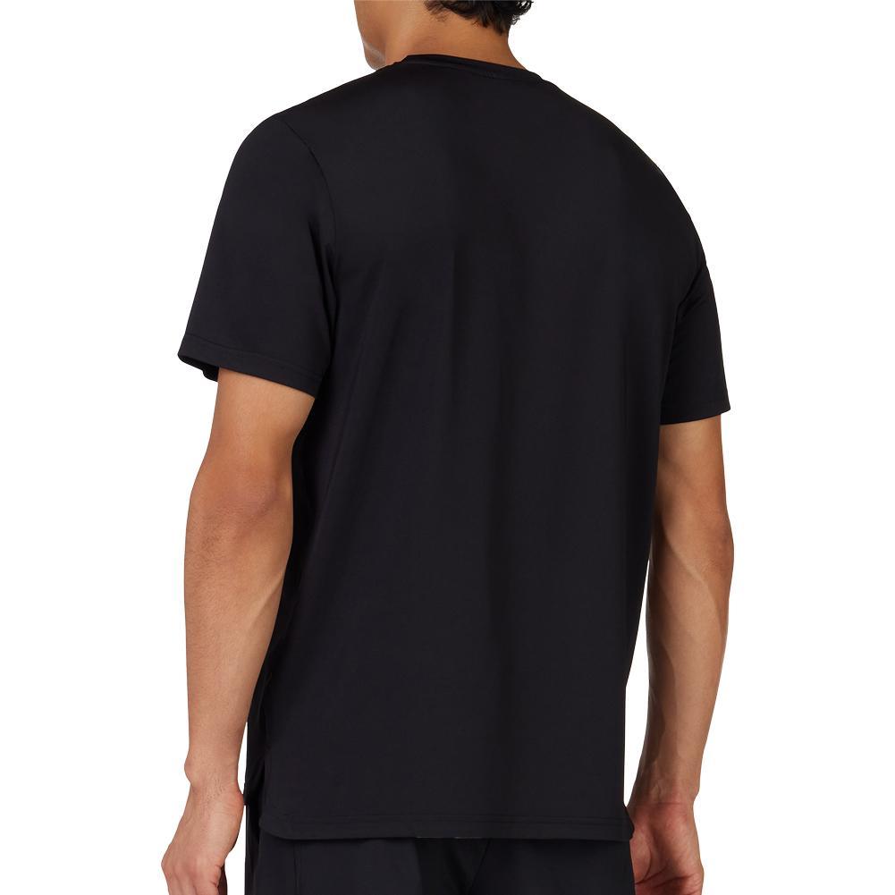 Men's Short Sleeve Tennis Crew Black and Cyber Lime Apparel Fila