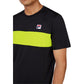 Men's Short Sleeve Tennis Crew Black and Cyber Lime Apparel Fila