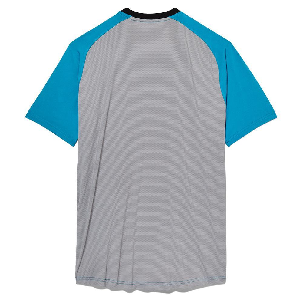 Men's Back Spin Short Sleeve Mesh Tennis Crew Hawaiian Ocean and Silver Sconce Apparel Fila