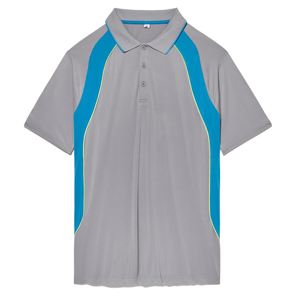 Men's Back Spin Short Sleeve Tennis Polo Silver Sconce and Hawaiian Ocean Apparel Fila