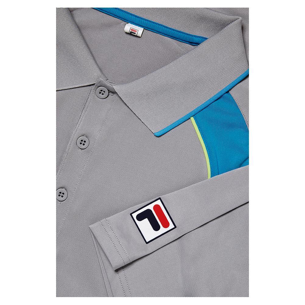Men's Back Spin Short Sleeve Tennis Polo Silver Sconce and Hawaiian Ocean Apparel Fila