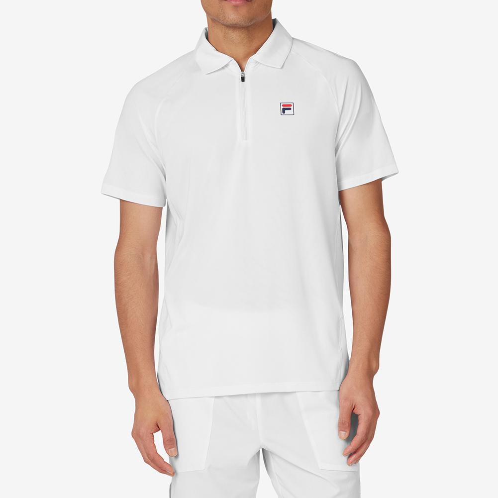 Men's Short Sleeve Zip Tennis Polo White Apparel Fila