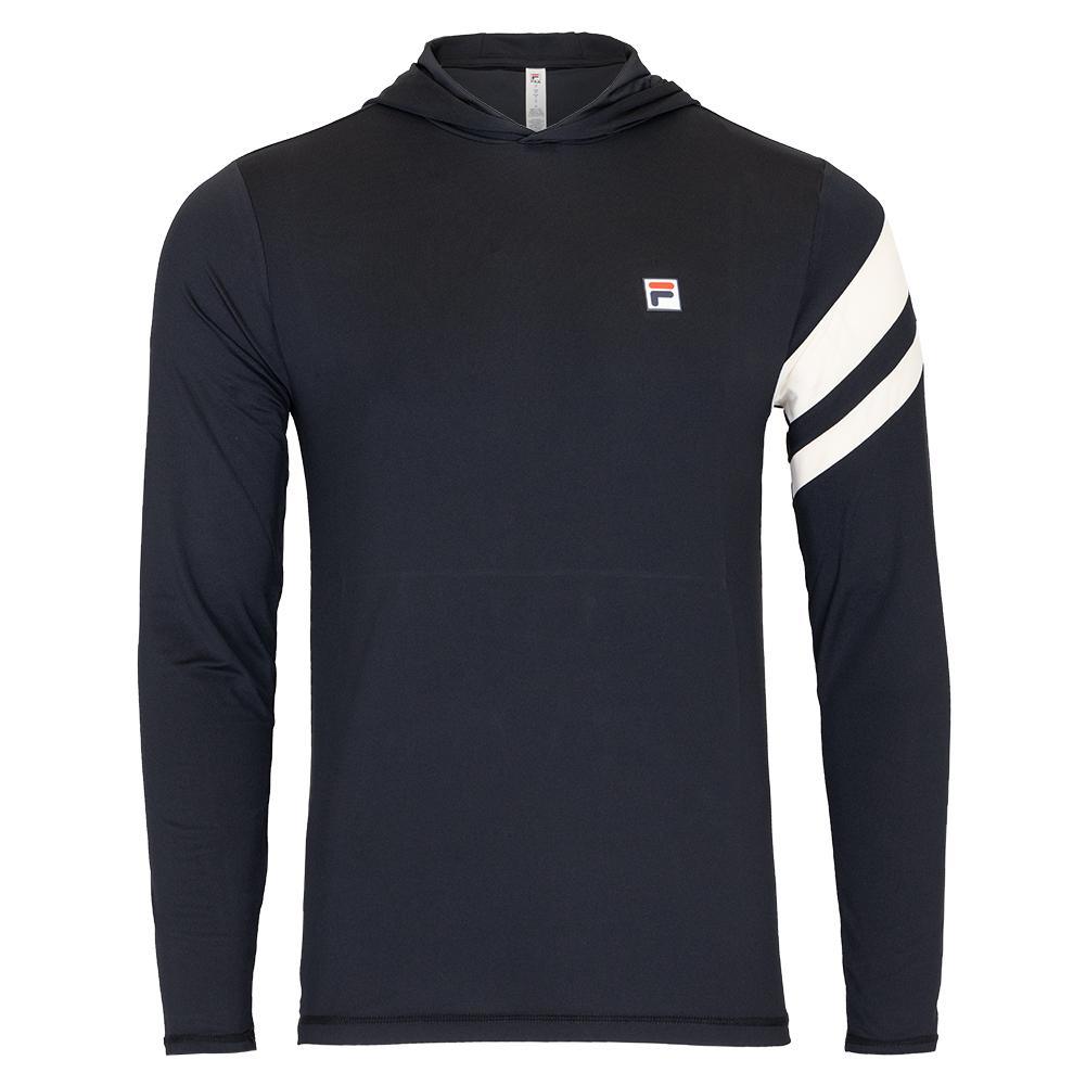 Mens Long Sleeve Tennis Hoodie Black and Angora Apparel Fila