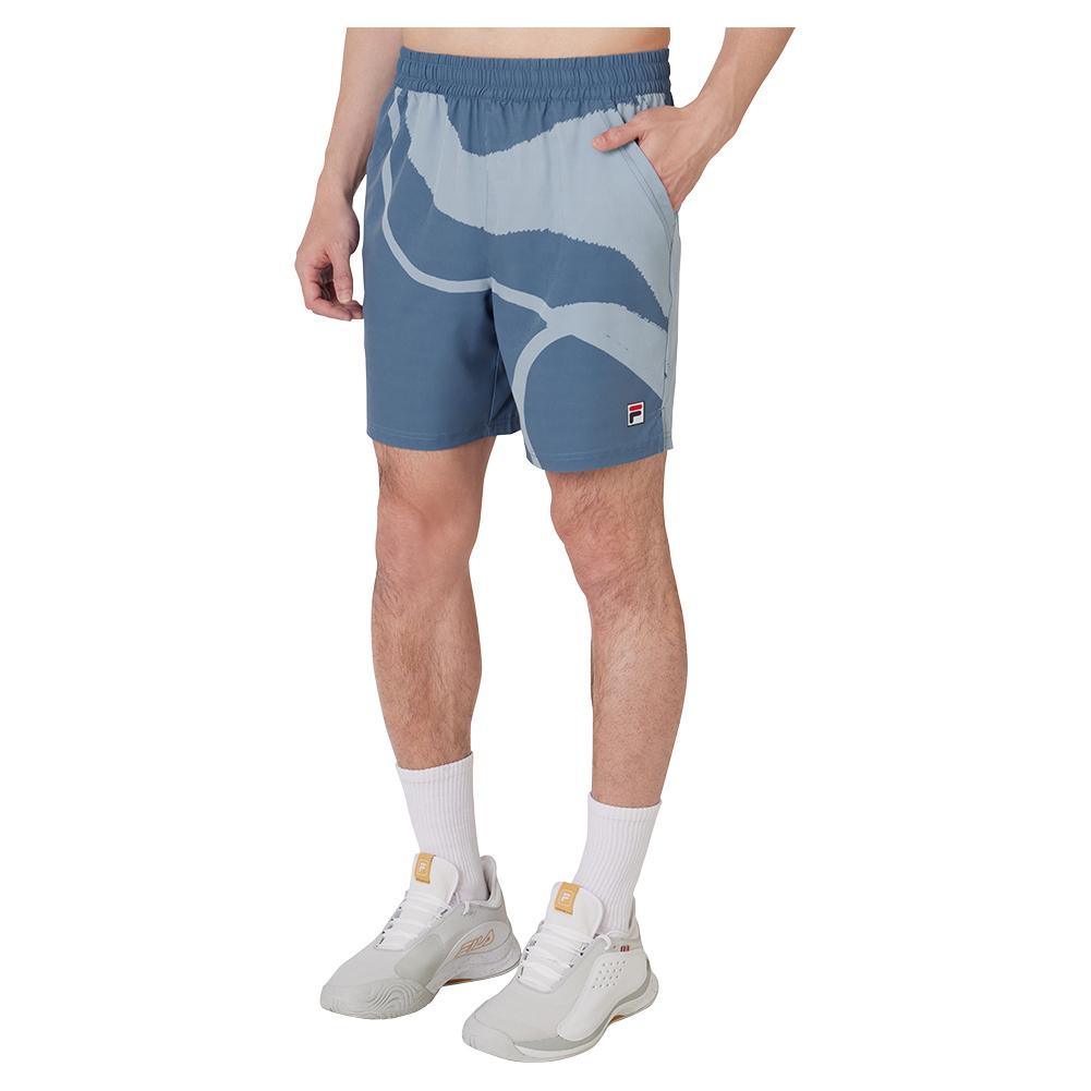 Men's 7 Inch Printed Tennis Short Elemental Blue and Celestial Blue Apparel Fila