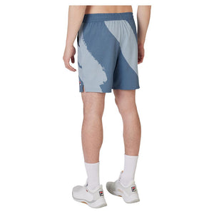 Men's 7 Inch Printed Tennis Short Elemental Blue and Celestial Blue Apparel Fila