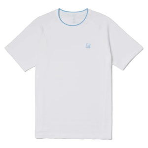 Men`s Center Court Ace Seamless Tennis Crew White and Skipper Blue Apparel Fila